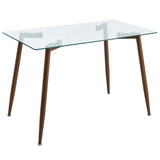 Edmonton Furniture Store | Walnut Mid-Century Design Glass Dining Table Set -Abbot