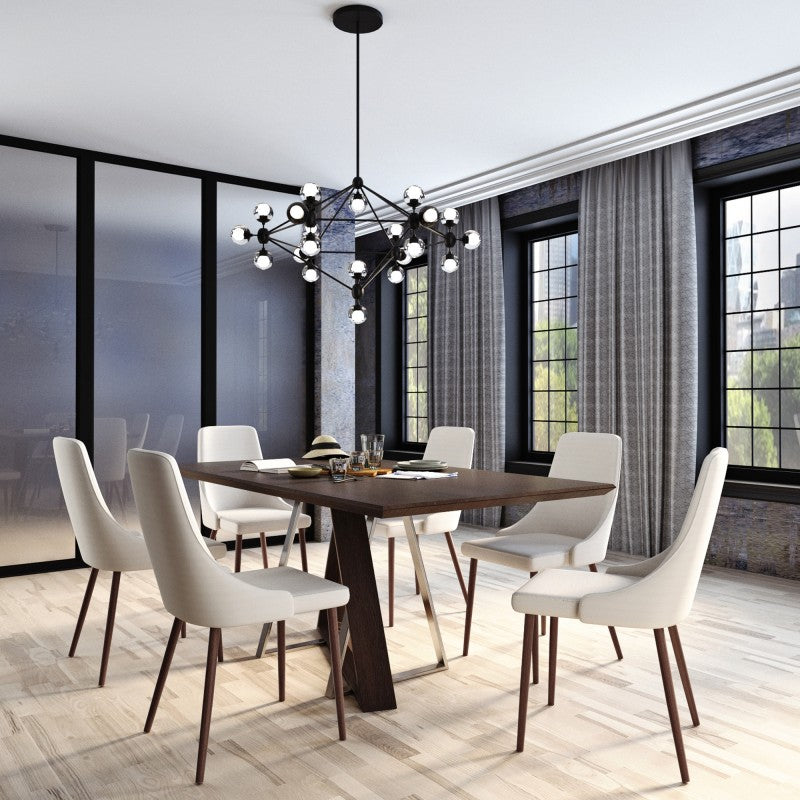 Edmonton Furniture Store | Rectangular Walnut Table Set with Brushed Chrome Legs - Drake