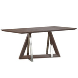 Edmonton Furniture Store | Rectangular Walnut Table Set with Brushed Chrome Legs - Drake
