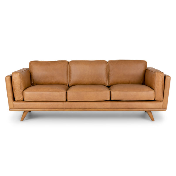 Tan Finish Leather Sofa - White Rock | Edmonton Furniture Store