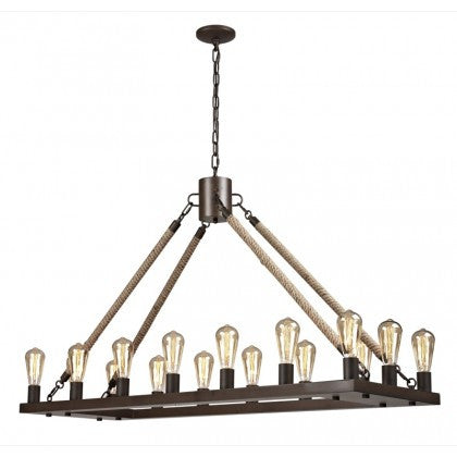 LA1276RP -Reclaimed Rope Rectangular Chandelier