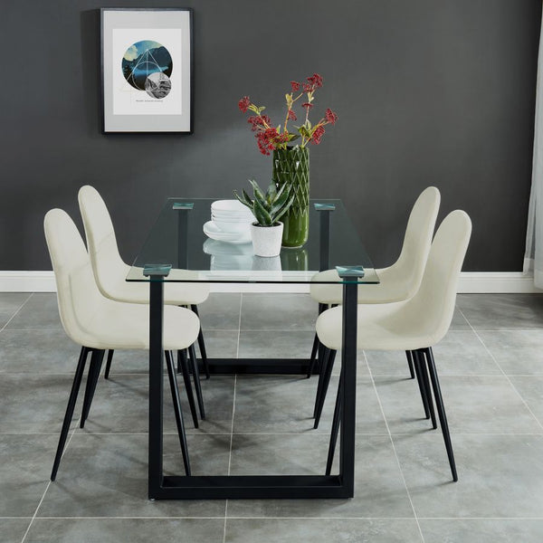 Edmonton Furniture Store | Rectangular Dining Table Set in Black Base - Franco/Olly