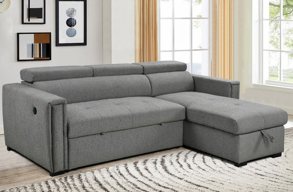 Reversible Sectional w.Storage Chaise and Pull-Out Ottoman - 99033