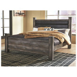 Edmonton Furniture Store | Rustic Gray Queen Upholstered Poster Bed - B440