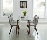 Edmonton Furniture Store | Walnut Mid-Century Design Glass Dining Table Set -Abbot