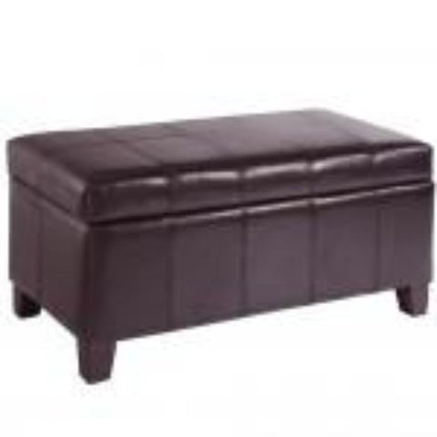Leather Looking Storage Bench in Brown - Bella