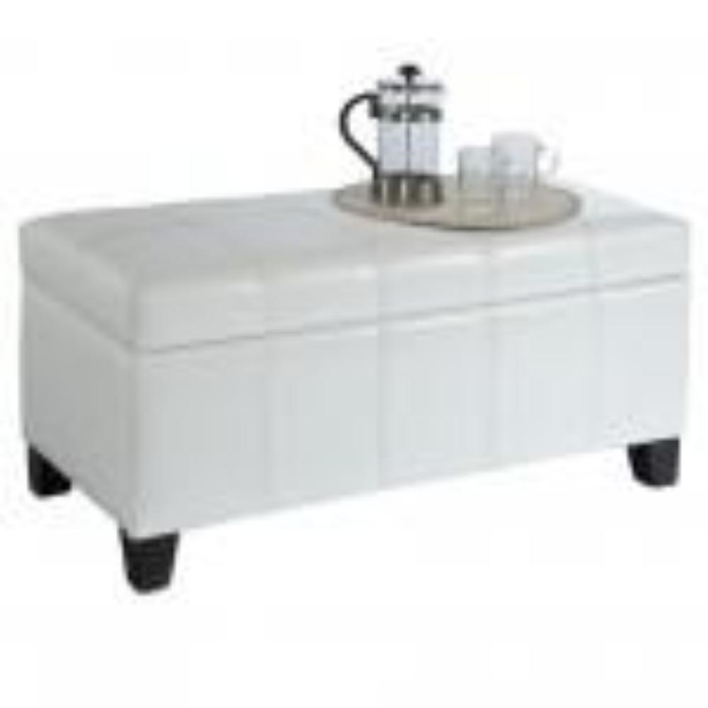 Leather Looking Storage Bench in White - Bella