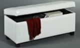Leather Looking Storage Bench in White - Abby