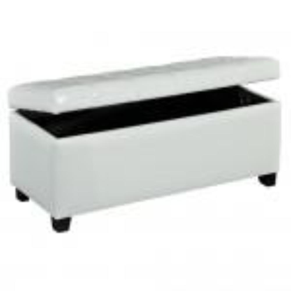 Leather Looking Storage Bench in White - Abby