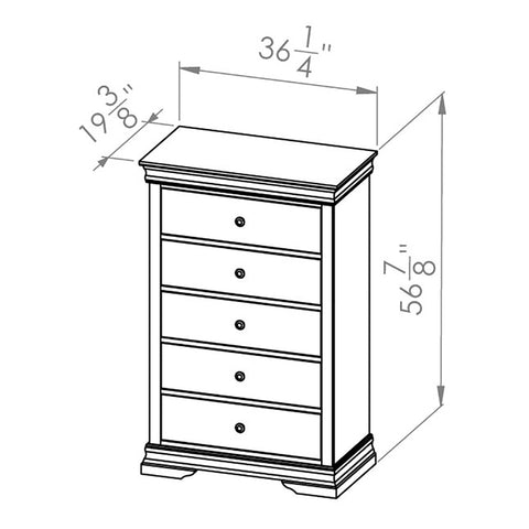 Solid Wood Canadian Made 5 Drawer Chest- Bayshore