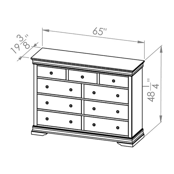 Solid Wood Canadian Made 9 Drawer Mule Dresser- Bayshore