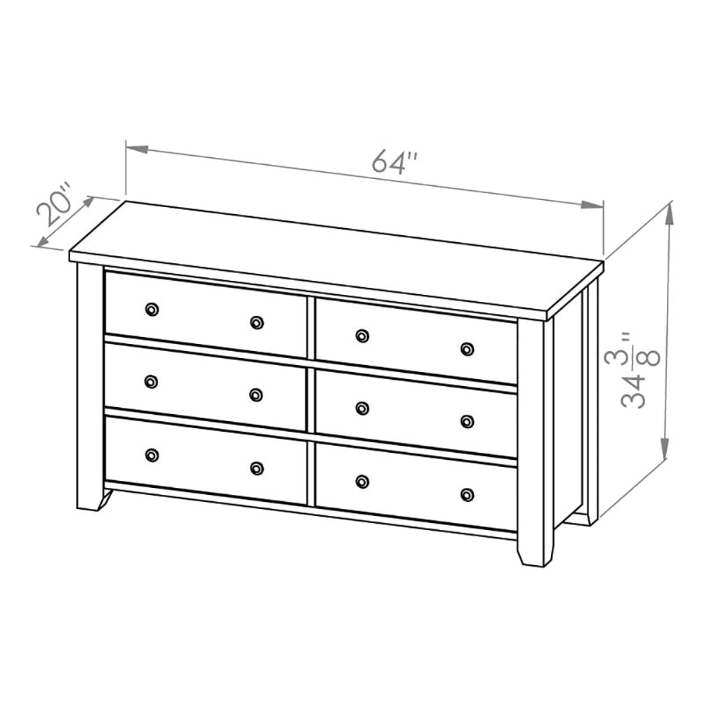 Solid Wood Canadian Made 6 Drawer Dresser - Rough Sawn