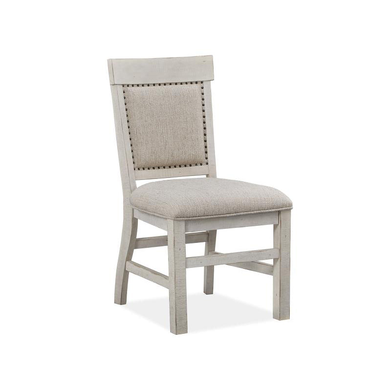 Edmonton Furniture Store | White Wash Rustic Solid Dining Chair w/ Upholstered Seat & Back - Bronwyn