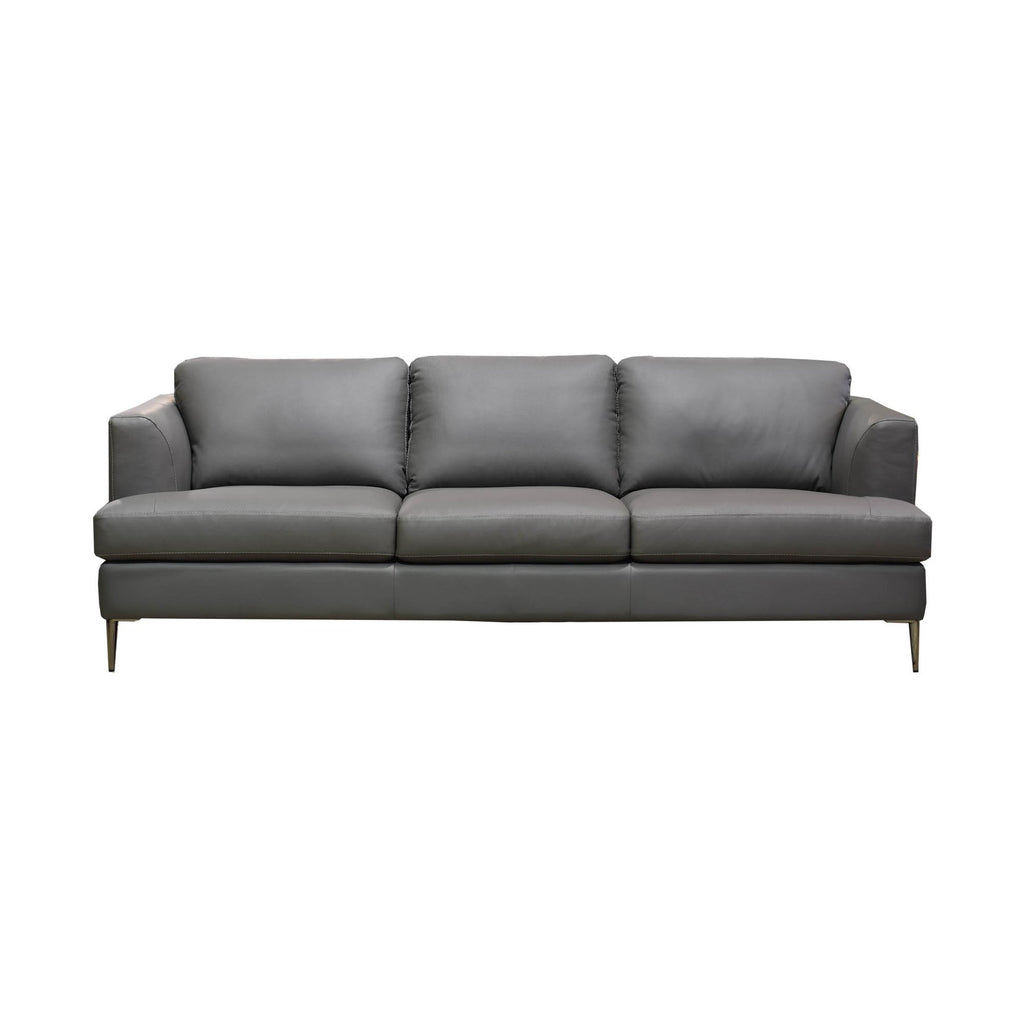 Genuine Stain Resistant Leather Sofa - Davenport Grey