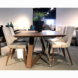 Edmonton Furniture Store | Rectangular Walnut Table Set with Brushed Chrome Legs  - Drake