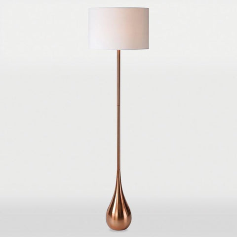 Pandora Small Floor Lamp Copper Finish with White Linen Shade - LPF571